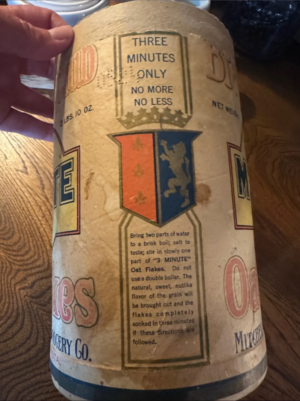 3 Minute Oat Flakes Cereal Breakfast Canister - Vintage-South Dakota-Farmhouse